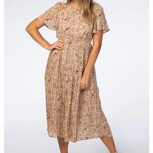 Hayden Floral Beige Midi Dress